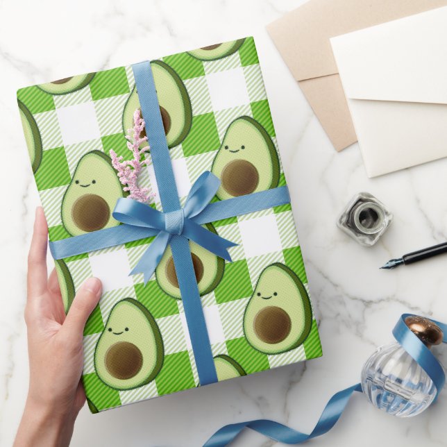 Grün und Weiß Kariert Avocado Tartan Muster Geschenkpapier (Schenken)