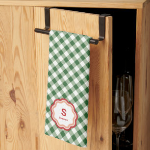 Grün und Weiß kariert Gingham Weihnachten Geschirrtuch
