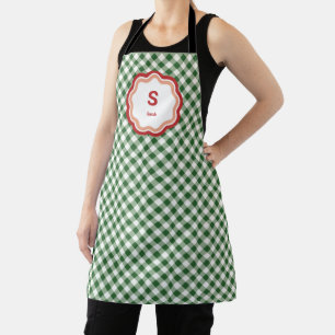 Grün und Weiß kariert Gingham Weihnachten Schürze