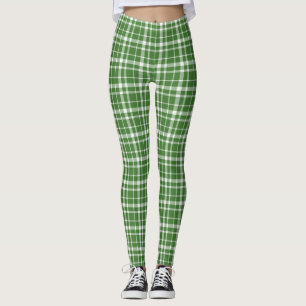 Grün und Weiß Kariert Leggings