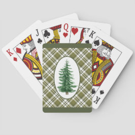 Grün und Weiß Kariert mit Evergreen Tree Cards Spielkarten