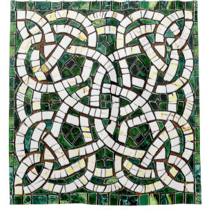 Grün und Weiß Knoststone Mosaik Duschvorhang