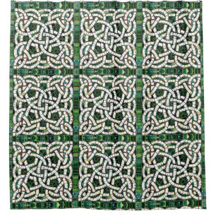 Grün und Weiß Knoststone Mosaik Duschvorhang