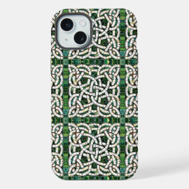 Grün und Weiß Knoststone Mosaik iPhone 15 Plus Hülle
