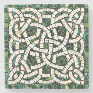Grün und Weiß Knoststone Mosaik Steinuntersetzer