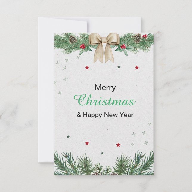 Grün und Weiß Moderne frohe Weihnachten Einladung (Vorderseite)
