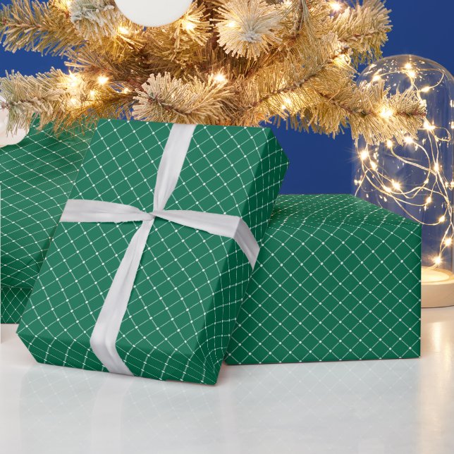 Grün und Weiß Moderne Karierte Weihnachten Geschenkpapier (Feiertage)