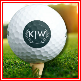 Grün und Weiß | Monogram für moderne Initials Golfball