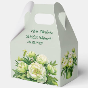 Grün und Weiß Peony Elegantes Brautparty Geschenkschachtel