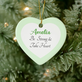 Grün und Weiß: Starke Bibelvers Name Herz Keramik Ornament