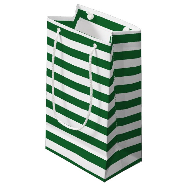 Grün und Weiß Stripes Geschenk-Tasche Kleine Geschenktüte (Vorderseite Schrägansicht)