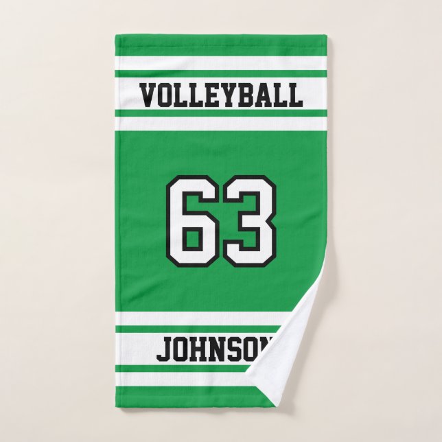 Grün und Weiß 🏐 Volleyball - 100% individualisier Handtuch (Handtuch)
