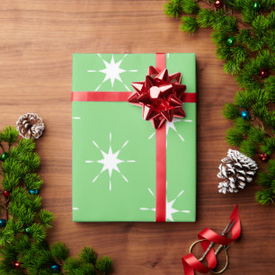 Grün und Weiß von Weihnachten mit Sternen Geschenkpapier