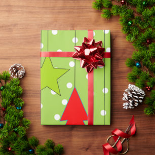 Grün und Weiß Weihnachtsbaum Geschenkpapier