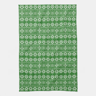 Grün und Weiß Weihnachtsmesse Isle Pattern Geschirrtuch