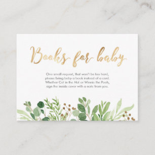 Grün verlässt Bücher für Baby Baby-Duschen-Karte Begleitkarte