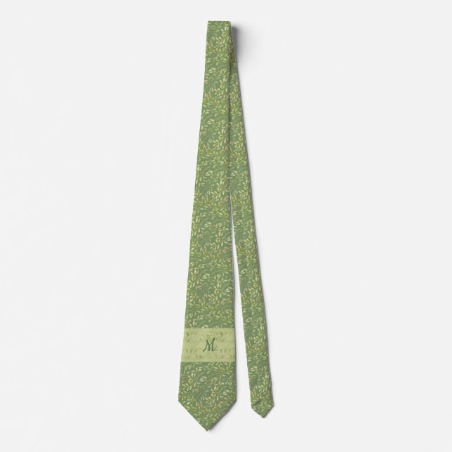 Grün verlässt Monogramm-Krawatten-Geschenk für Krawatte (Vorderseite)