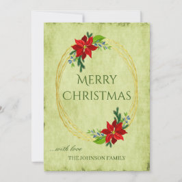 Grün Vintag frohe Weihnachten und Poinsettia
