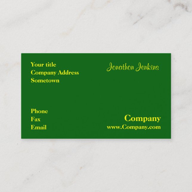 Grün Visitenkarte (Vorderseite)