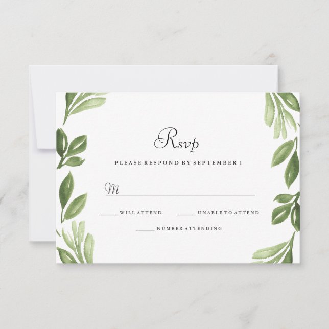 Grün von Wasserfarben Frühjahr Hochzeit UAWG Einla RSVP Karte (Vorderseite)