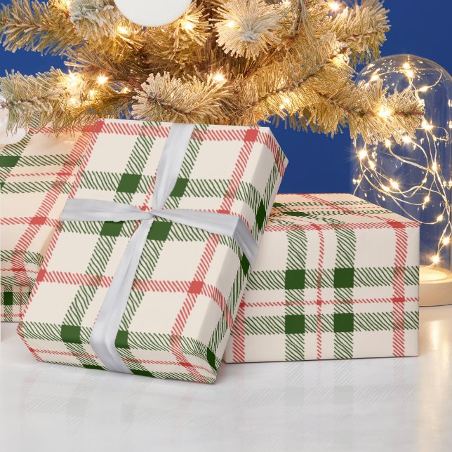 Grün von Weihnachtsgrün kariert Geschenkpapier (Feiertage)
