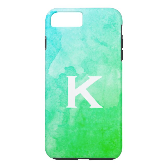 Grün / Wasserfarbe / Monogramm Case-Mate iPhone Hülle (Rückseite)