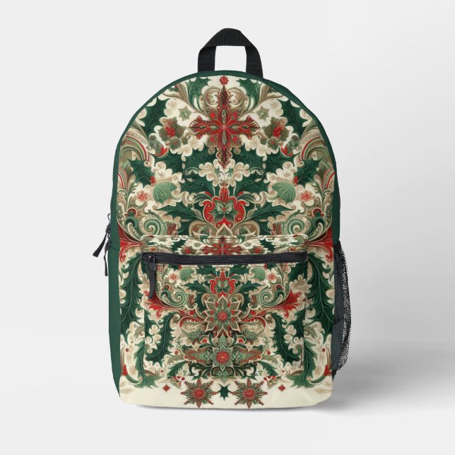 Grün Weihnachten/Winter Bedruckter Rucksack (Vorderseite)
