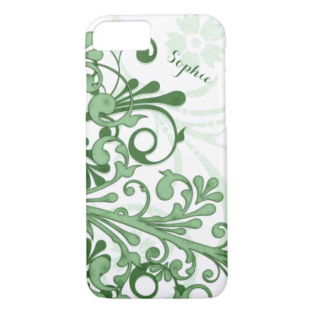 Grün-Weiß-Abstrakt-BlütenPersonalisiert Case-Mate iPhone Hülle (Rückseite)