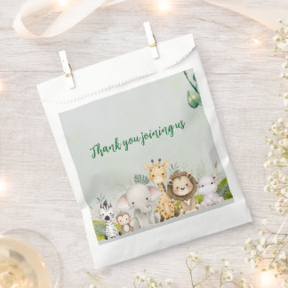 Grün-Weiß-Aquarell-Babydusche Teller Geschenktütchen