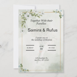 Grün-Weiß-Blume elegante Blumenhochzeit inv Einladung
