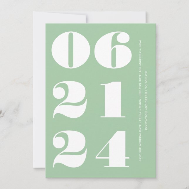 Grün weiß elegant modern minimalistisch einladung (Vorderseite)
