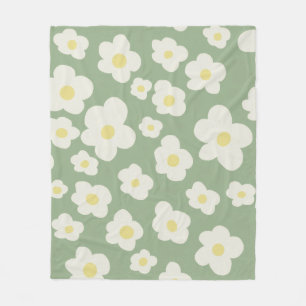 Grün-weiß floral fleecedecke