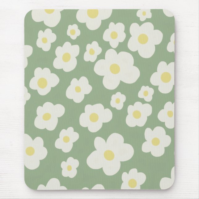 Grün-weiß floral  mousepad (Vorne)