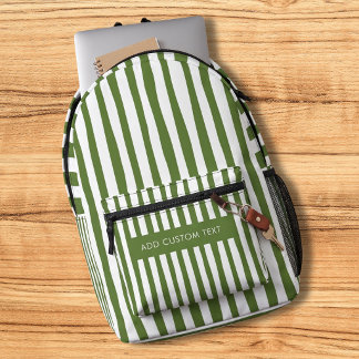 Grün Weiß Gestreift Personalisierter Benutzername Bedruckter Rucksack