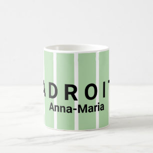 Grün-weiß gestreiftes Lobdesign Kaffeetasse