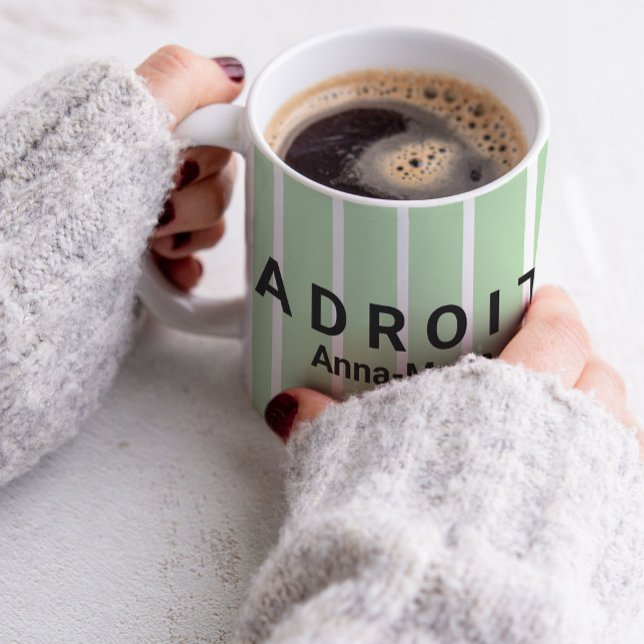 Grün-weiß gestreiftes Lobdesign Kaffeetasse (Von Creator hochgeladen)