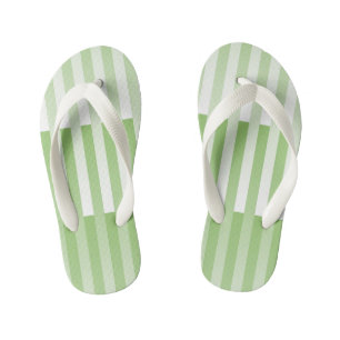 Grün-weiß gestreiftes Muster Kinderbadesandalen