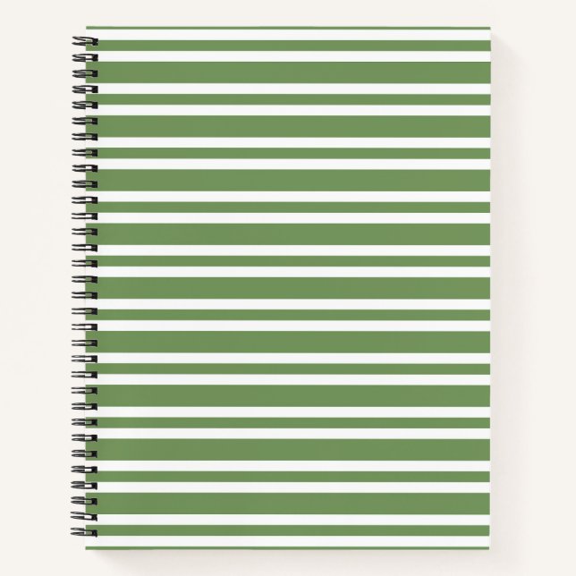 Grün-weiß gestreiftes Muster Notizbuch (Vorderseite)