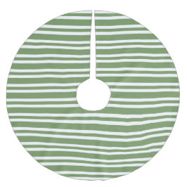 Grün-weiß gestreiftes Muster Polyester Weihnachtsbaumdecke