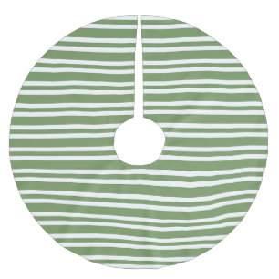 Grün-weiß gestreiftes Muster Polyester Weihnachtsbaumdecke
