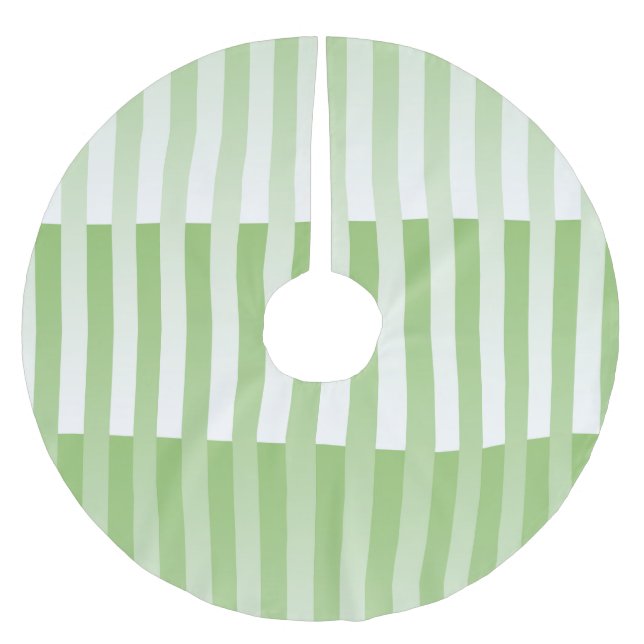 Grün-weiß gestreiftes Muster Polyester Weihnachtsbaumdecke (Vorderseite)