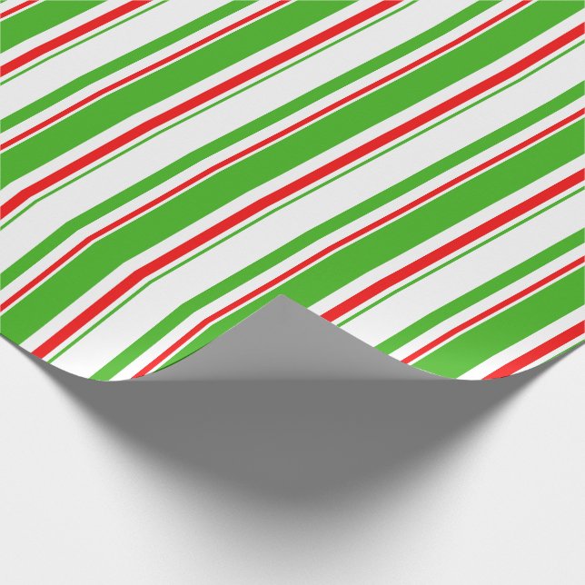 Grün, Weiß, Inspiriertes Weihnachtsmuster Geschenkpapier (Ecke)