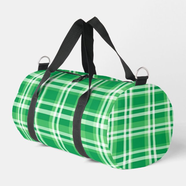 Grün-weiß kariert duffle bag (Linke Seite)