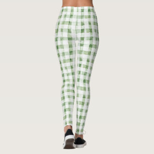 Grün Weiß Kariert Gestreift   Leggings