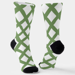 Grün-weiß kariertes Diamantmuster Socken