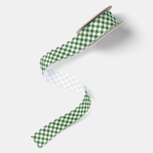 Grün-weiß kariertes Gingham-Weihnachten Satinband