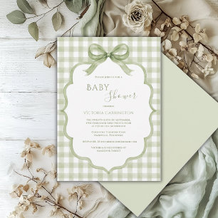 Grün-weiß kariertes wunderliches Babyshower-Einlad Einladung