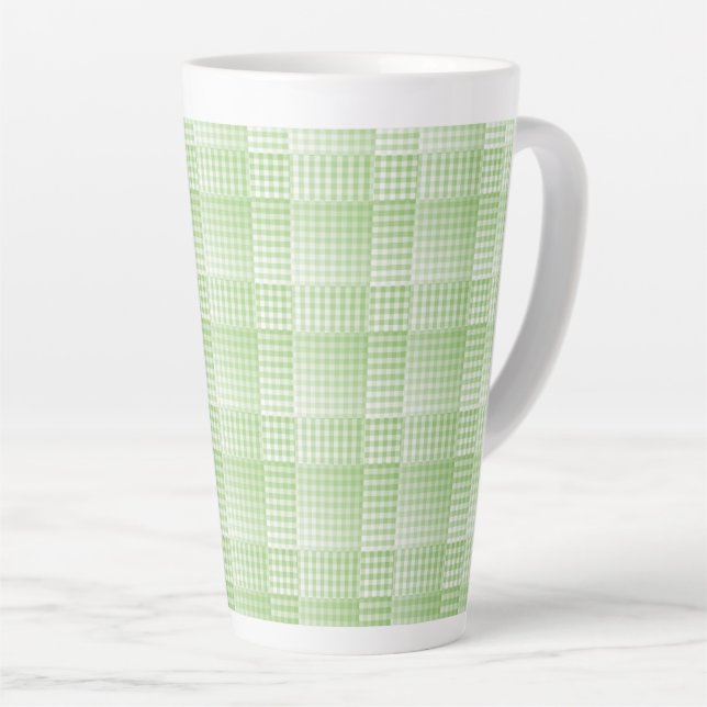 Grün Weiß Karo abstraktes Muster Milchtasse (Rechte Ecke)