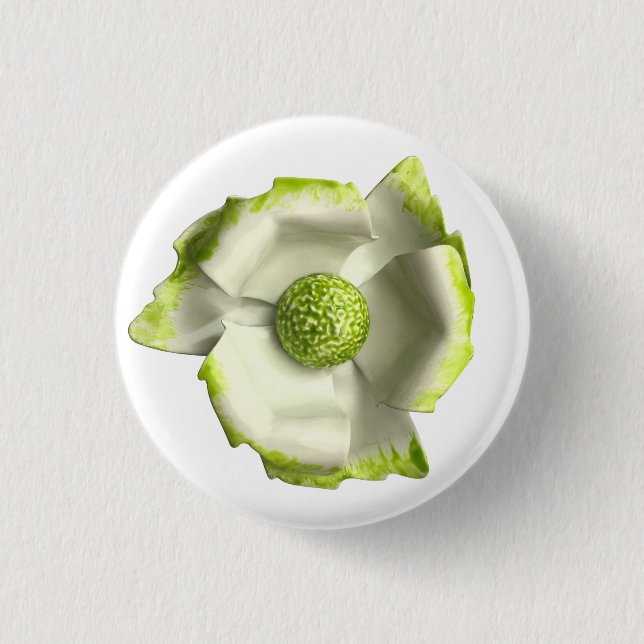 Grün-Weiß-MOD-Blume Blumenfrühlings-Hochzeit Button (Vorderseite)