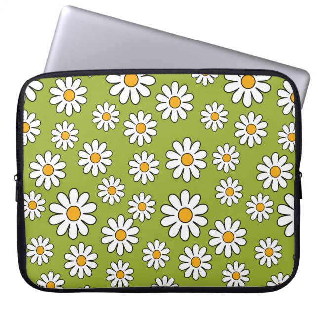 Grün-Weiß-Muster Laptopschutzhülle (Vorderseite)